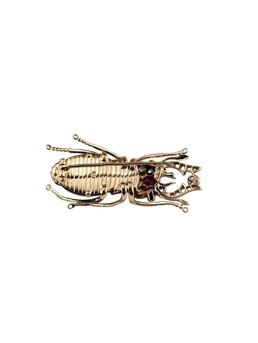 14K Rose Gold Diamond and Multi Gemstone Beetle Brooch #25486